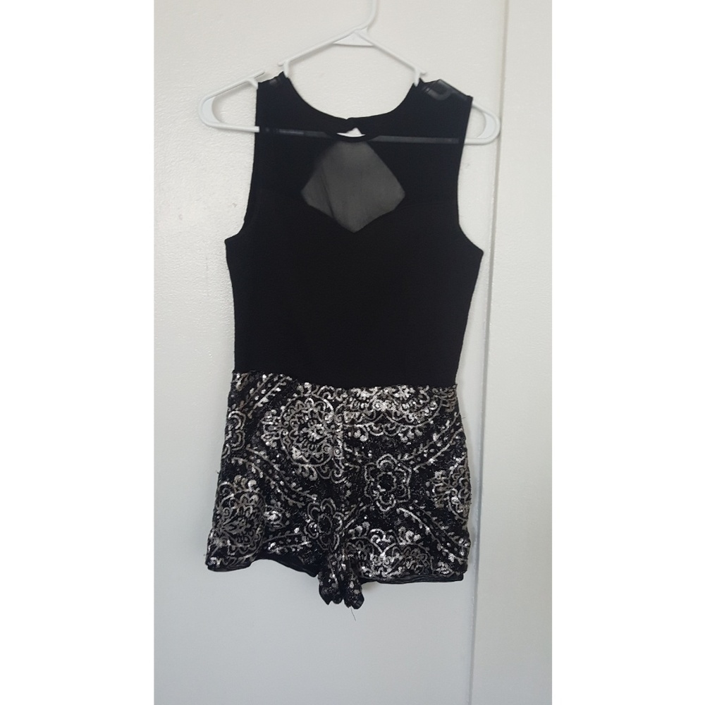 Size S Black and Silver Sequins Romper